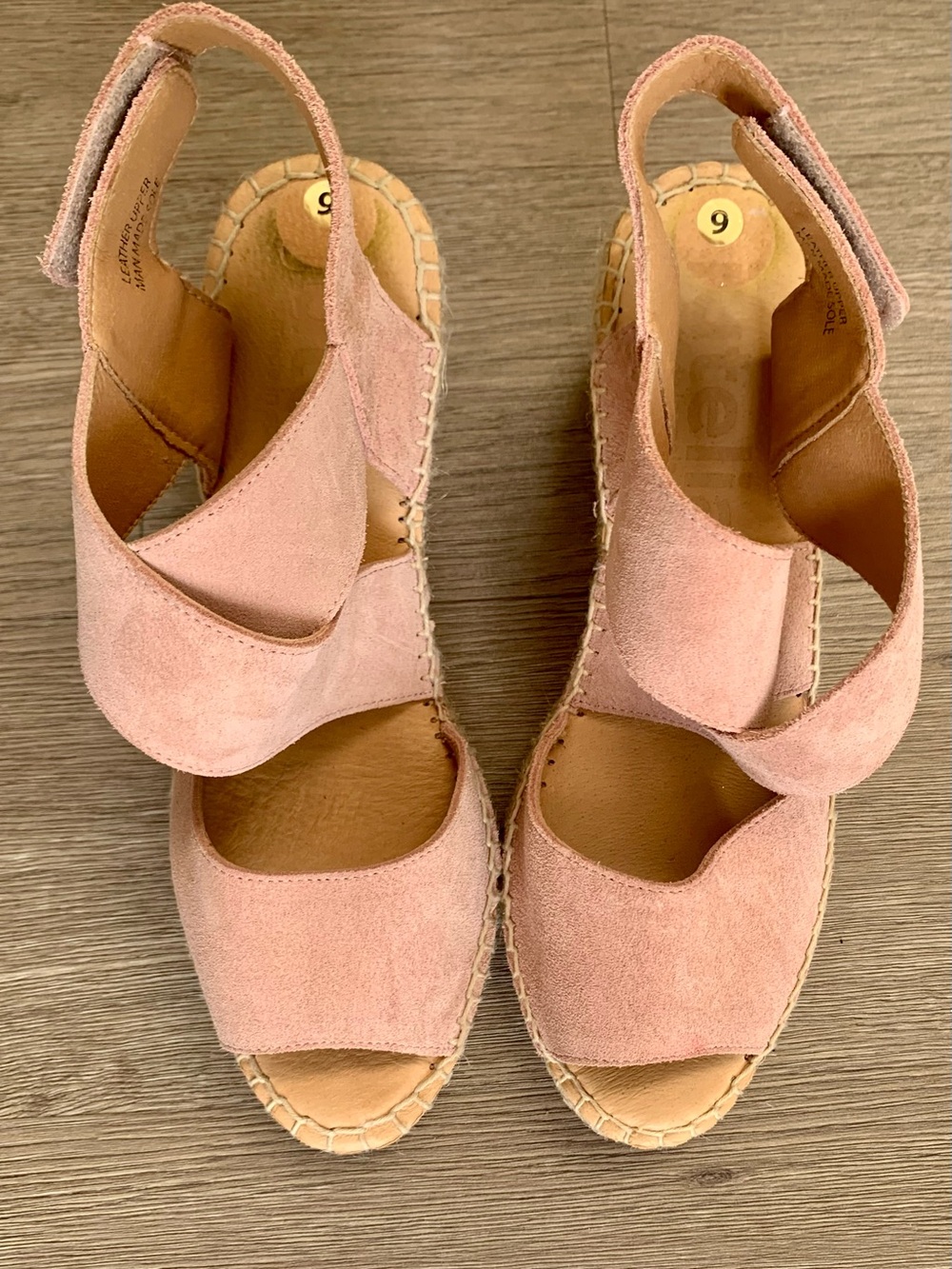 Jutelia Pink Suede Espadrille Wedge Sandals - Size 40
